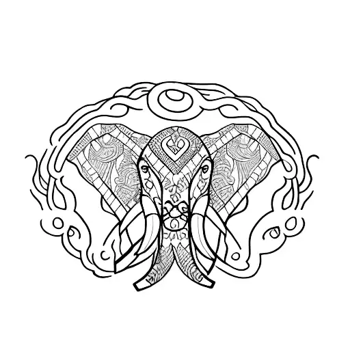 A unique minimalist tattoo of a majestic elephant adorned with intricate Thai-inspired patterns tattoo design idea
