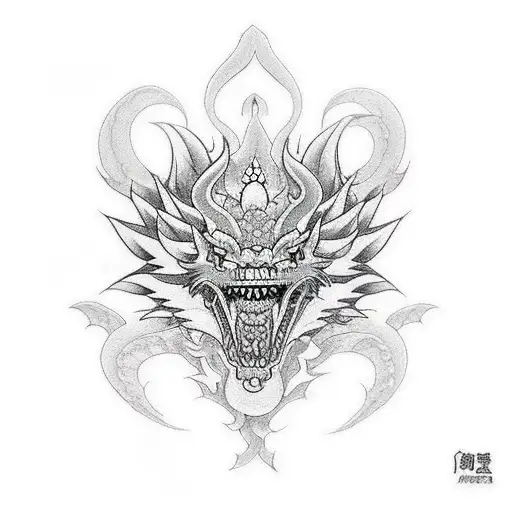 Incorporate Japanese mythology into a traditional tattoo design inspired by the Azure Dragon tattoo design idea