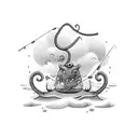 A fishing hook with a bookworm as bait tattoo design idea