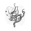 A fishing hook with a bookworm as bait tattoo design idea