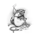 A fishing hook with a bookworm as bait tattoo design idea