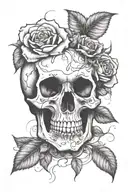 skull and roses growing inside tattoo design idea
