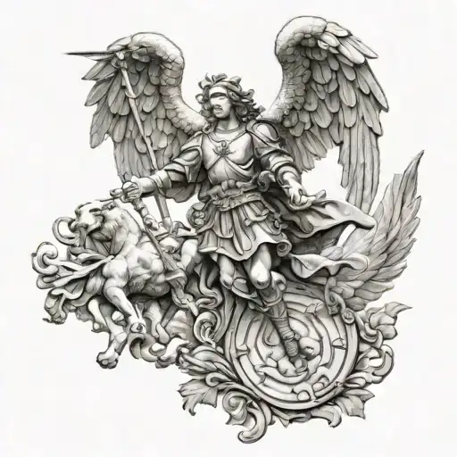 st michael the archangel defeating satan tattoo design idea