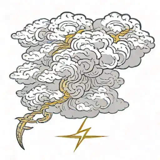 greek clouds with harry potter lightning bolt intertwined tattoo design idea
