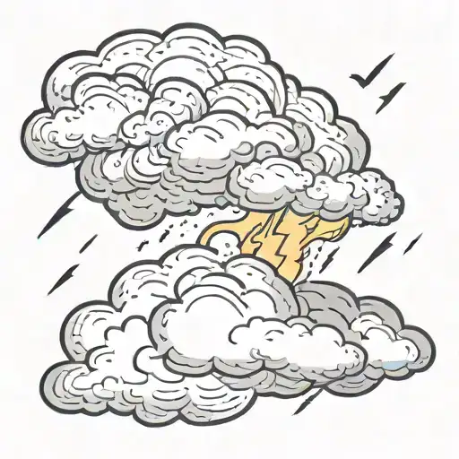 greek clouds with harry potter lightning bolt striking tattoo design idea