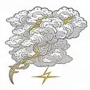 greek clouds with harry potter lightning bolt intertwined tattoo design idea