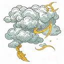 greek clouds with harry potter lightning bolt intertwined tattoo design idea