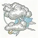 greek clouds with harry potter lightning bolt striking tattoo design idea