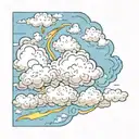 greek clouds with harry potter lightning bolt striking tattoo design idea