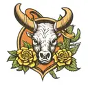 bull horns, gunslinger, cowboy, western, cacti  tattoo design idea