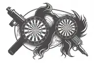 gun shooting darts tattoo design idea