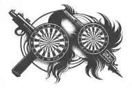 gun shooting darts tattoo design idea