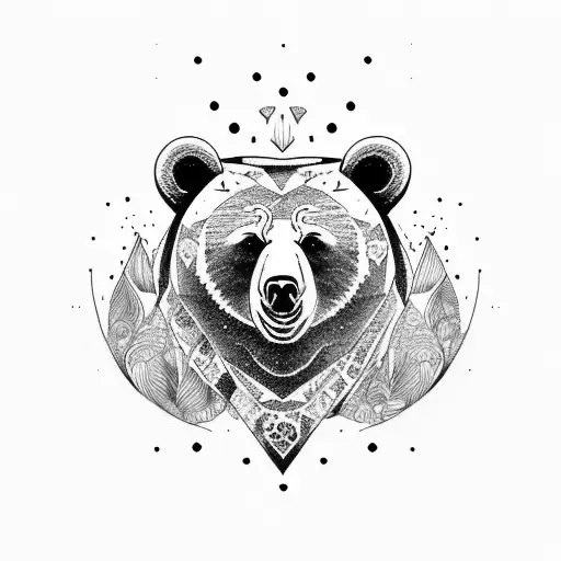bear face tattoo design idea