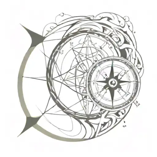 compass, abstract hourglass, sideways yin yang  tattoo design idea