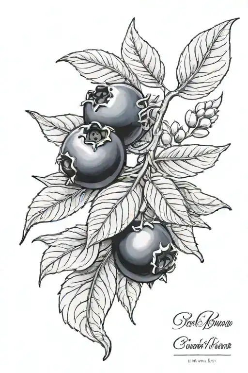 blueberry branch wrapped tattoo design idea