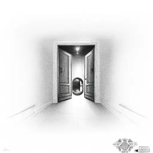 dark hallway, locked doors, kids  tattoo design idea
