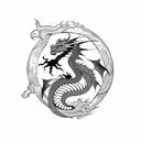 Dragon make a 20 side dice tattoo design idea