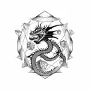 Dragon make a 20 side dice tattoo design idea