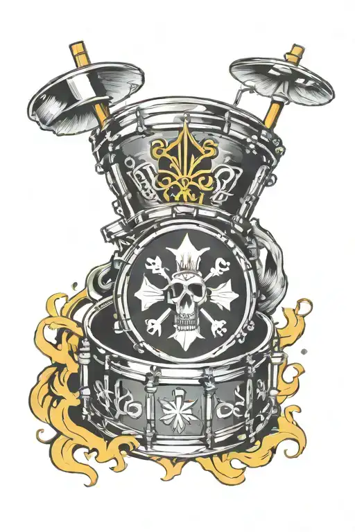 snare drum with maltese cross popping out of it's tattoo design idea