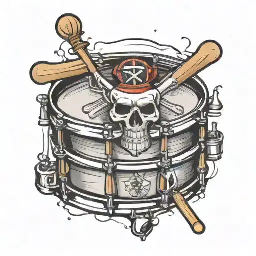snare drum with a traditional maltese cross popping out of skin tattoo design idea