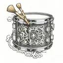 snare drum with a traditional maltese cross popping out of skin tattoo design idea