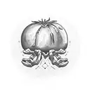 grapefruit with skelleton hand tattoo design idea