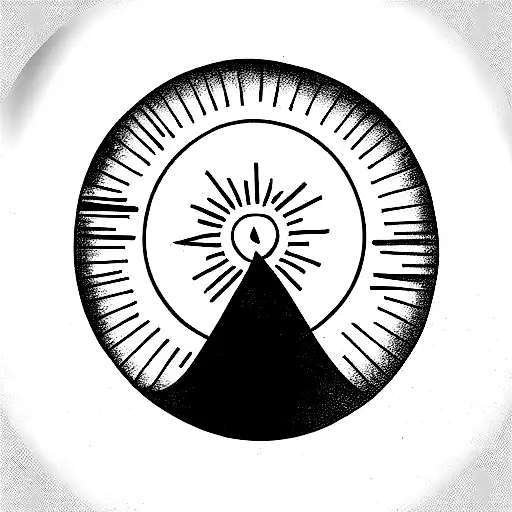 volcano with a sun  tattoo design idea