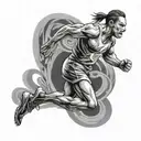 a human running a marathon tattoo design idea