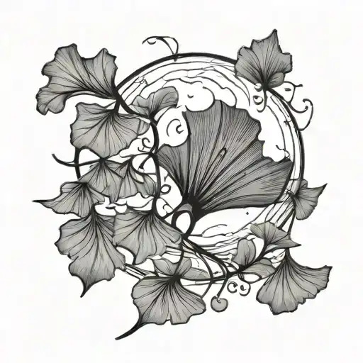 ginkgo moon  tattoo design idea