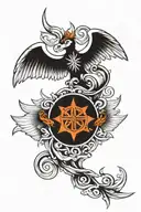 trishul with wings and maha mritunjay mantra tattoo design idea