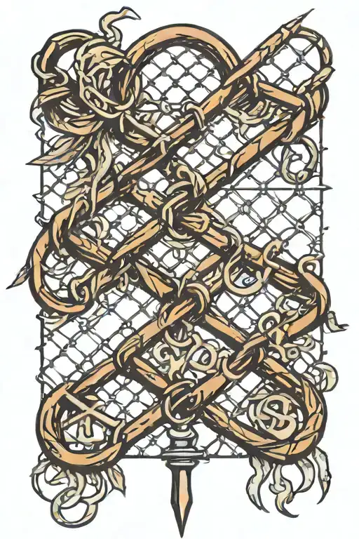 chain link fence  tattoo design idea
