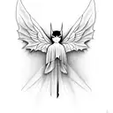 abstract bat bird butterfly biblically accurate angel line work words tattoo design idea
