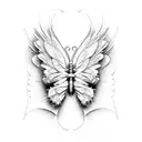 abstract butterfly biblically accurate angel line work words tattoo design idea