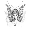 abstract butterfly biblically accurate angel line work words tattoo design idea