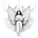 abstract butterfly biblically accurate angel line work words tattoo design idea