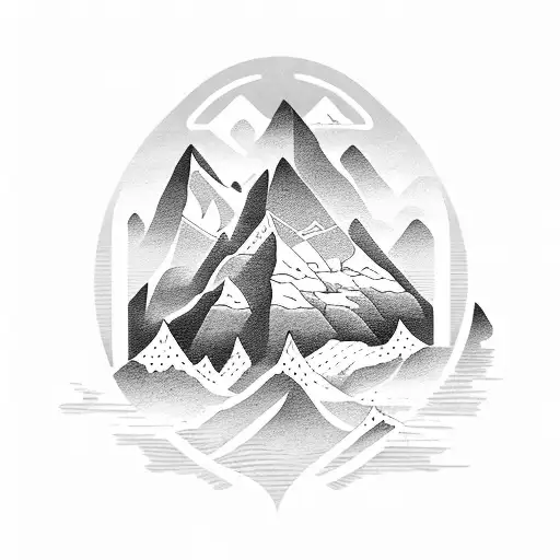 mountain range incorporate skis, compass with wave designs and or boat,interweave a card game, tattoo design idea