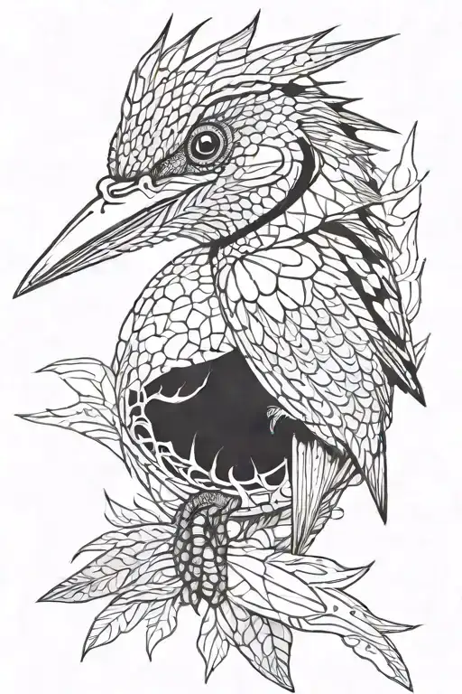king fisher black drawing line  tattoo design idea