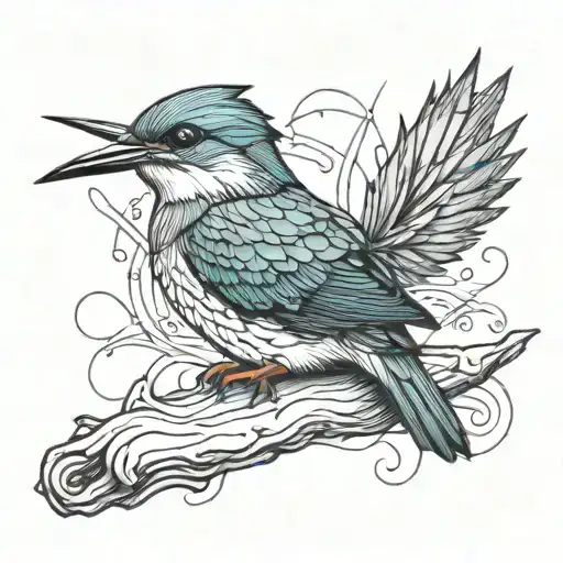 king fisher one line tattoo tattoo design idea