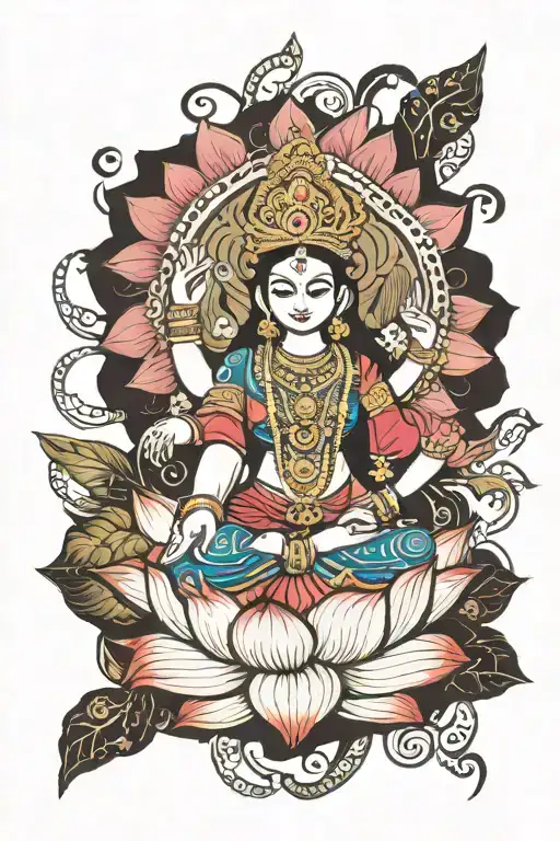 lotus flower maa durga tattoo design idea
