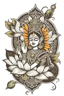 lotus flower maa durga tattoo design idea