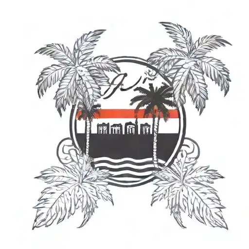 background iraq flag with palm tree Iraq culture long sliv tattoo design idea