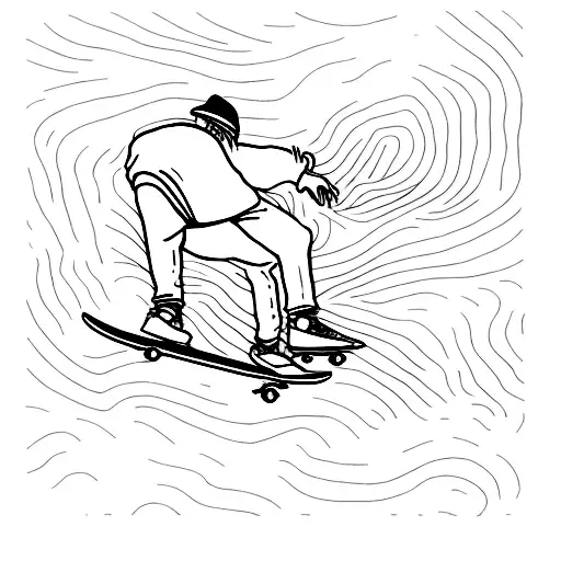 Skateboarding tricks in a field tattoo design idea