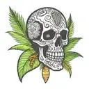 skull crossbones palm tree growing tattoo design idea