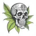 skull crossbones palm tree growing tattoo design idea
