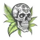skull crossbones palm tree growing tattoo design idea