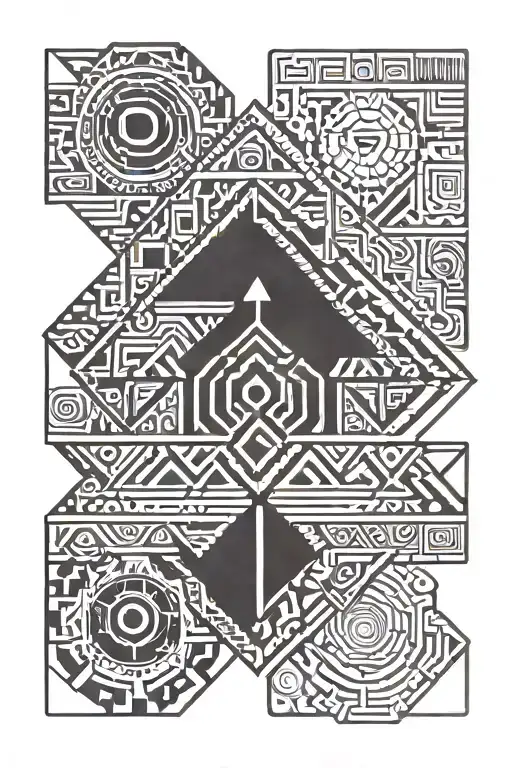aztec geometric pattern inspired tattoo design idea