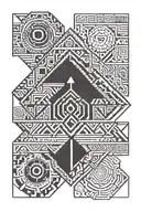 aztec geometric pattern inspired tattoo design idea