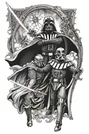 darth vader and sauron fighting gandalf tattoo design idea