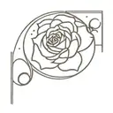 rose in front of full moon and surrounded by musical notes tattoo design idea