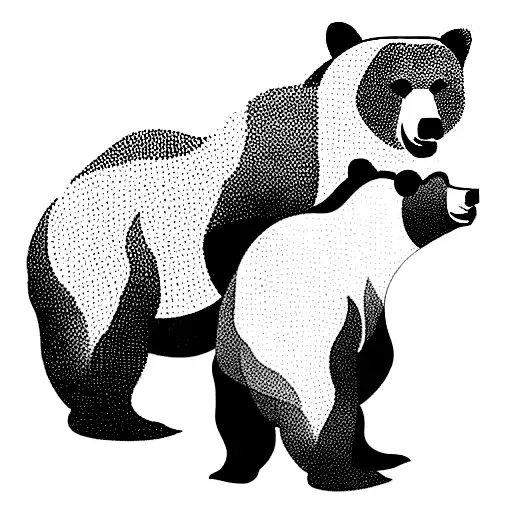 two grizzly bears surrounded by maple leaves tattoo design idea